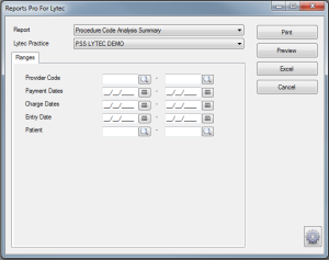 Procedure Code Analysis Summary Ranges